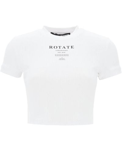 ROTATE BIRGER CHRISTENSEN "Cropped Ribbed T-Shirt - White