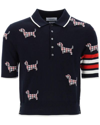 Thom Browne Hector Knitted Polo Shirt - Blue