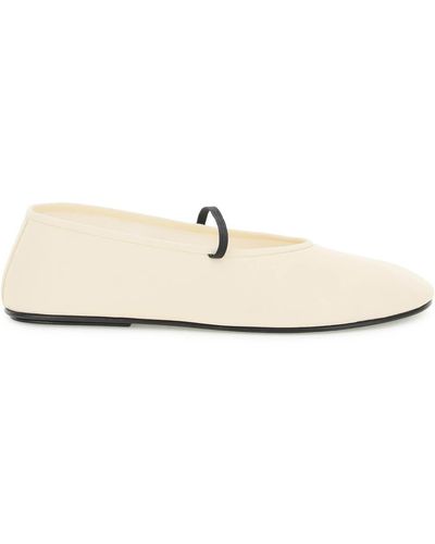 The Row Nappa Leather Ballet Flats - White