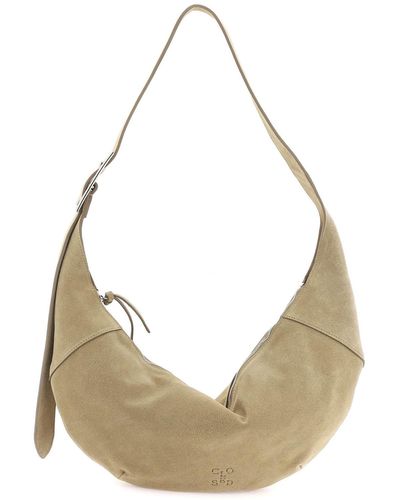 Closed Suede Halfmoon Hobo Leather Bag - Natural