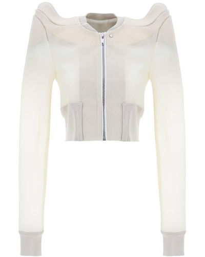Rick Owens Semi Transparent Leather Bomber Jacket - White