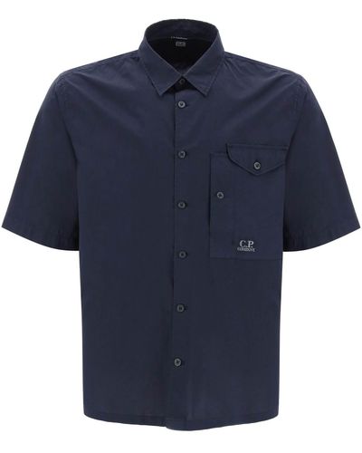 C.P. Company Short-Sleeved Poplin Shirt - Blue