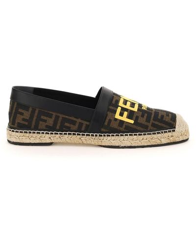 Fendi Ff Jacquard Fabric Espadrillas - Black