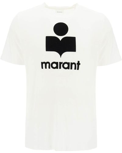 Isabel Marant T Shirt Logo 'Karman' In Lino - Bianco