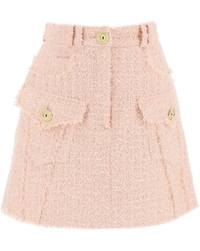 Balmain Mini Skirt In Tweed - Pink