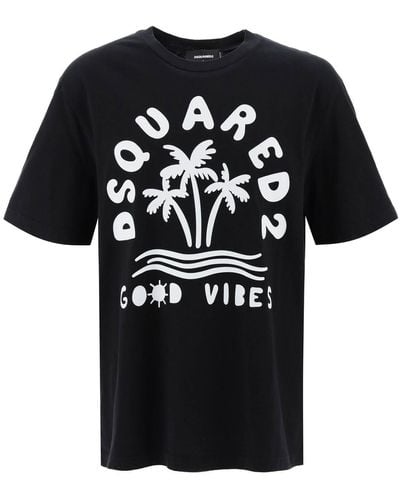 DSquared² T Shirt With Logo Print - Black