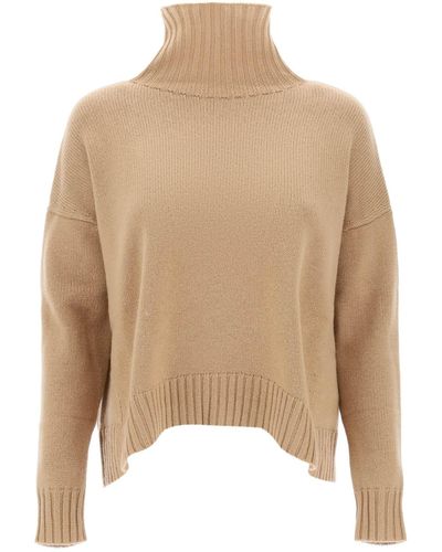 Max Mara 'gianna' Wool And Cashmere Funnel-neck Jumper - Natural