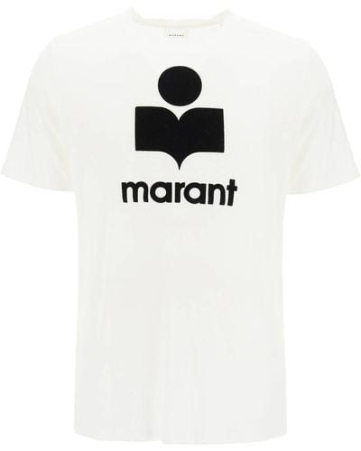 Isabel Marant T Shirt Logo 'Karman' In Lino - Bianco