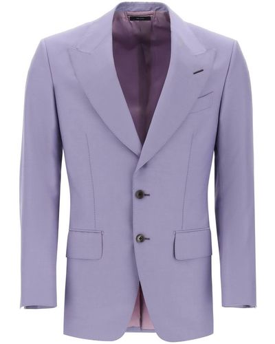 Tom Ford Atticus Wool And Silk Blend Blazer - Purple