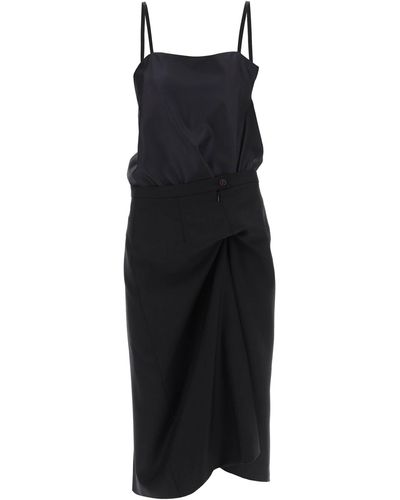 Maison Margiela Abito Midi Bimateriale - Nero