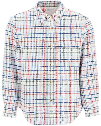 Thom Browne Giacca A Camicia In Tweed Vichy Multicolore - Bianco