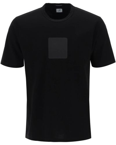 C.P. Company T-shirt in cotone mercerizzato con Logo Badge - Nero
