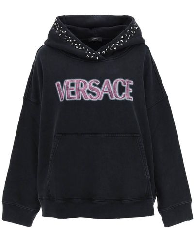 Versace Hoodie With Studs - Black