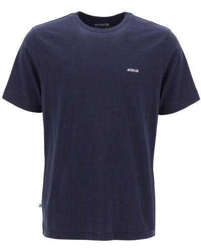 Autry T Shirt With Logo Label - Blue