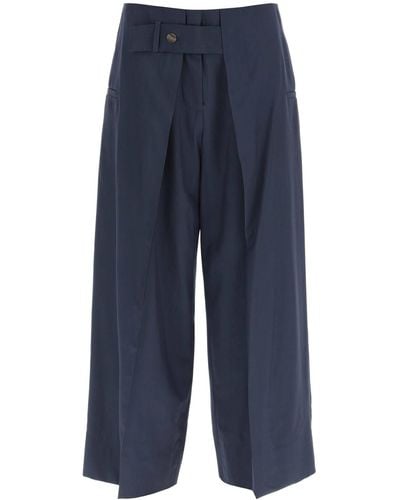 Loewe Pleated Cropped Trousers - Blue