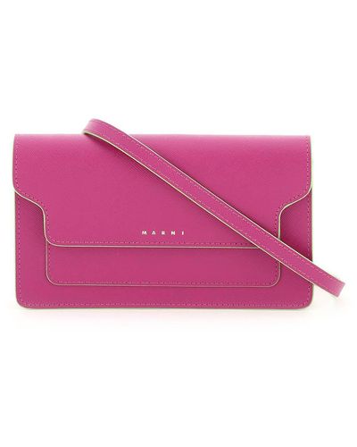 Marni Mini Bag Wallet With Shoulder Strap - Purple