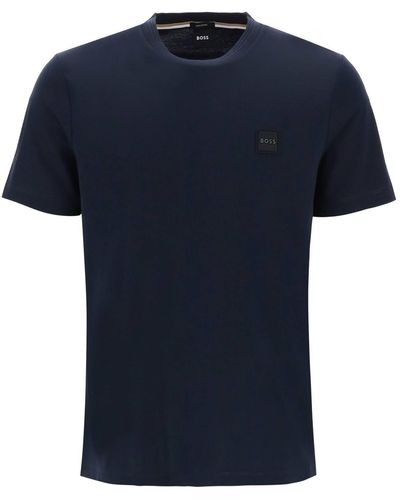 BOSS Tiburt T-Shirt With Logo Patch - Blue