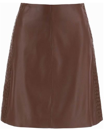 Weekend by Maxmara Ocra Skirt In Nappa Leather With Braided Details - Brown