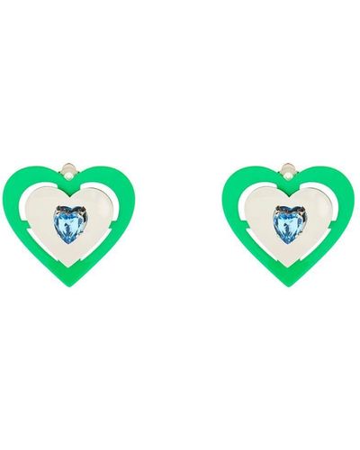 Safsafu ORECCHINI A CLIP 'GREEN NEON HEART' - Blu