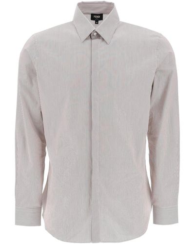 Fendi Striped Cotton Shirt - Gray