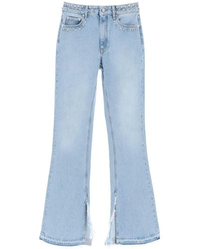Alessandra Rich Flared Jeans With Studs - Blue