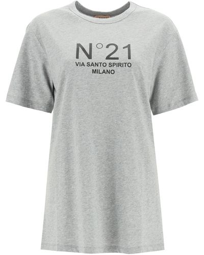 N°21 N.21 Via Santo Spirito Milano Logo T-shirt - Grey