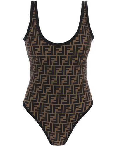 Fendi Full-body Swimsuit Ff - Brown