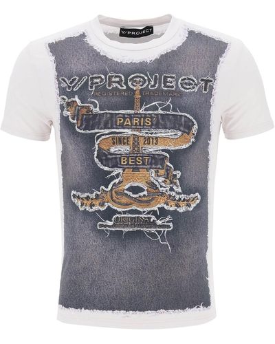 Y. Project T Shirt Effetto Trompe L'oeil - Grigio