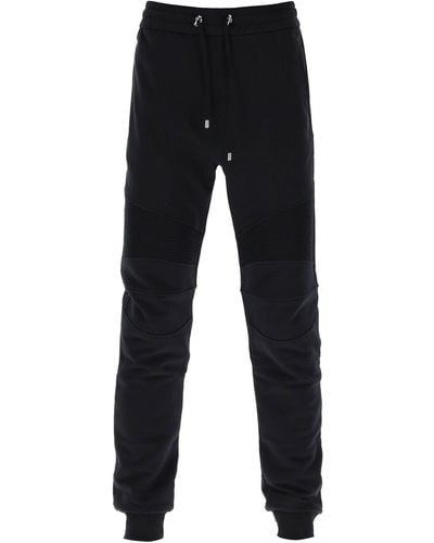 Balmain Sweatpants With Topstitched Inserts - Black