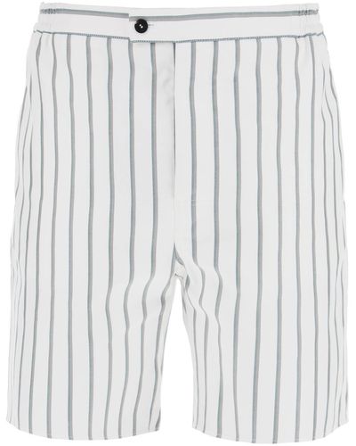 Ferragamo Striped Cotton Blend Bermuda Shorts - White