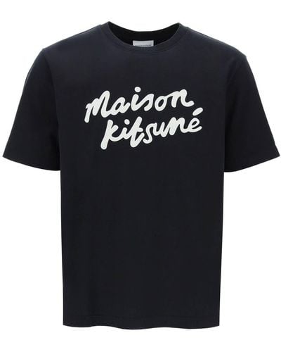 Maison Kitsuné T Shirt Con Logo Handwriting - Nero