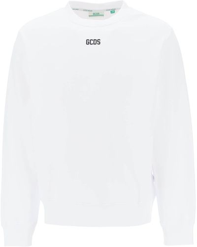 Gcds Crew Neck Sweatshirt With Logo Print - White