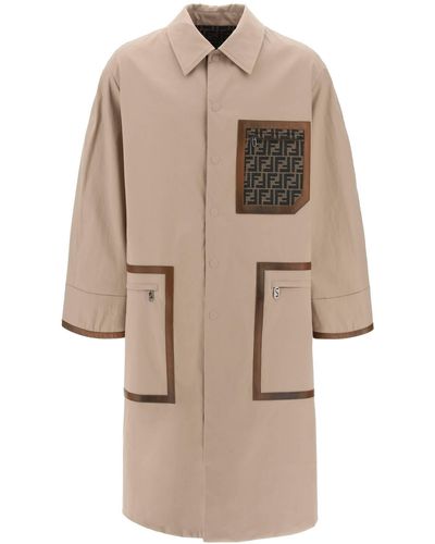 Fendi Reversible Trench Coat In Cotton - Natural