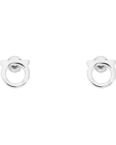 Ferragamo Silver-tone Brass Gancini Earrings - Metallic