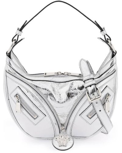 Versace Metallic Leather 'repeat' Hobo Bag - White