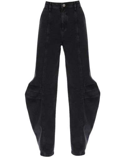 ROTATE BIRGER CHRISTENSEN Baggy Jeans With Curved Leg - Black