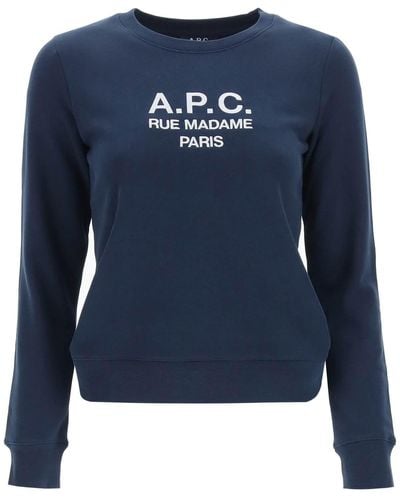 A.P.C. Tina Sweatshirt With Embroidered Logo - Blue