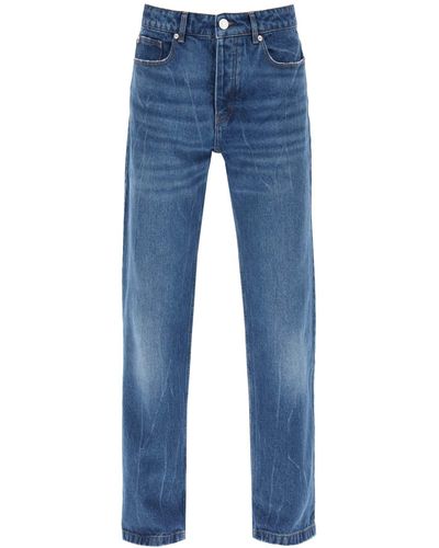 Ami Paris Jeans Loose Con Taglio Dritto - Blu