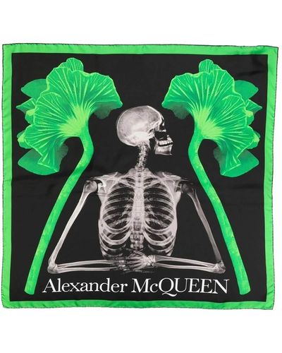 Alexander McQueen FOULARD 'MUSHROOM SKELETON' - Verde