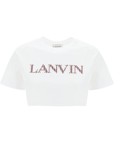 Lanvin Curb Logo Cropped T Shirt - White