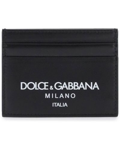 Dolce & Gabbana Portacarte In Pelle Con Stampa Logo - Nero