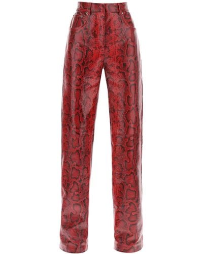 Sportmax Abete Python Print Leather Trousers - Red