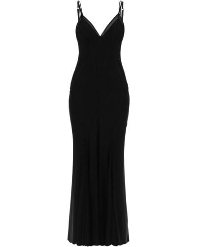 Dolce & Gabbana Stretch Tulle Maxi Bustier Dress in - Nero