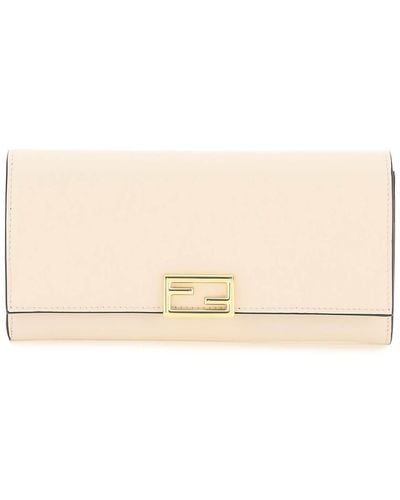 Fendi Way Leather Continental Wallet - Natural
