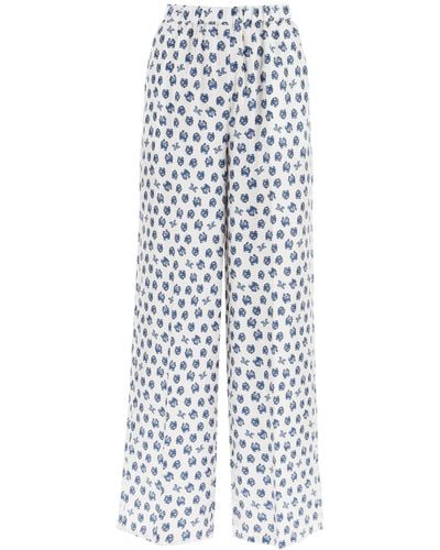 Max Mara 'anversa' Printed Silk Pyjamas Trousers - White