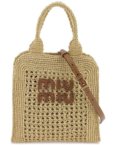 Miu Miu Raffia Handbag - Natural
