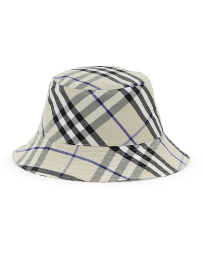 Burberry Ered Cotton Blend Bucket Hat With Nine Words - White