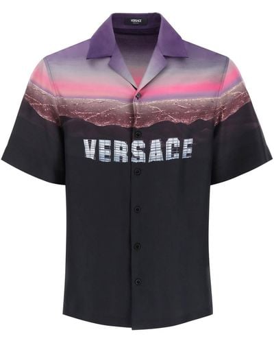 Versace Hills Print Silk Shirt - Black