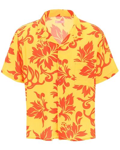 ERL Printed Viscose Bowling Shirt - Orange