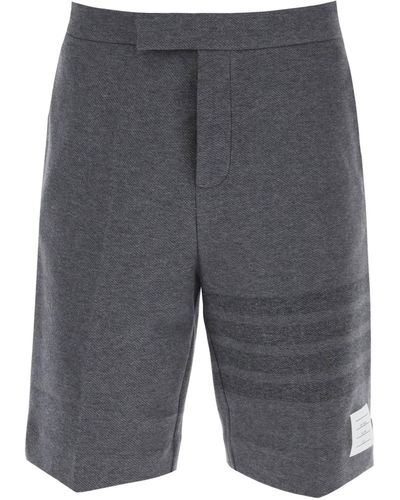 Thom Browne Shorts With 4 Bar Motif - Grey